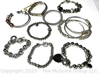 Group of Silver Tone Costumer Jewelry Bracelets