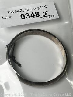 Sterling Silver Bangle Bracelet with Safety Chain