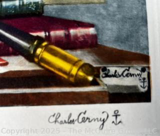 Two (2) Unframed Color Etching of Maritime Table Top Still Life Signed by Artist Charles Cerny.  17" x 15"