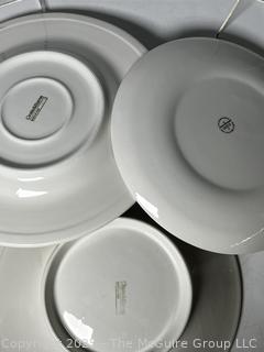 Three (3) Pieces Floral Painted Ceramic Serving Bowls and Platter by Crate & Barrel