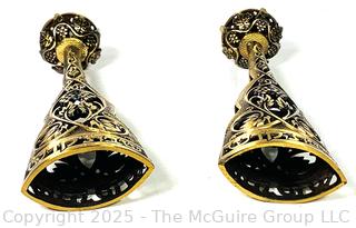Heavy Brass Openwork Judaica Shabbat Candlesticks 