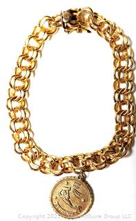  Elco Signed 1/20 12K Gold Filled Chain Charm Bracelet
