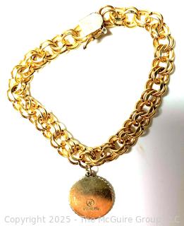 Elco Signed 1/20 12K Gold Filled Chain Charm Bracelet