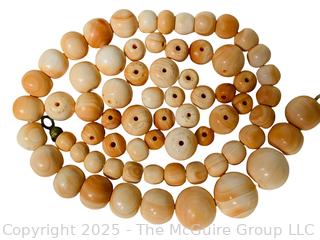 Pink Graduated Jadeite Tridacna Fossil Beads 
