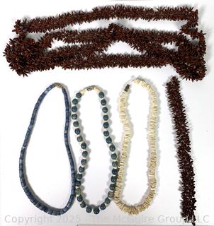 Six (6) Beaded Necklaces Including Pucca Beads and Seed Beads