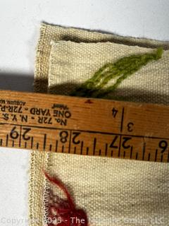Multicolor Floral Crewel Embroidered Fabric Remnants. 60" x 52"
