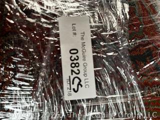 Red Victorian Wool Jacquard Paisley Loomed Shawl. Some damage. Measures 10' x 5'.68" x 68"