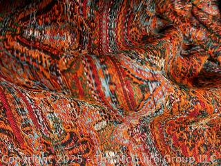 Red Victorian Wool Jacquard Paisley Loomed Shawl. Some damage. Measures 10' x 5'.68" x 68"