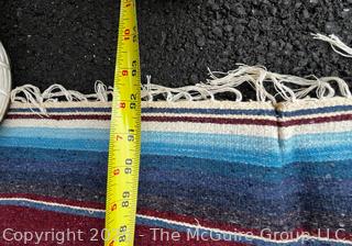 Red Striped Mexican Serape Wool Blanket.  63" x 92"