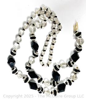 Art Deco Black & Clear Glass Beads