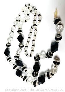 Art Deco Black & Clear Glass Beads