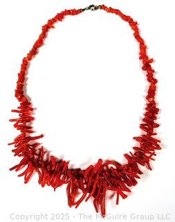 Red Graduated Branch Coral Necklace