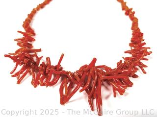 Red Graduated Branch Coral Necklace