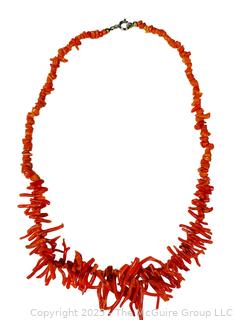 Red Graduated Branch Coral Necklace