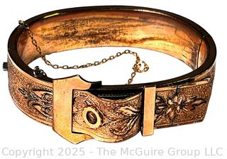 Victorian Gold Filled Belt Buckle Bangle Bracelet