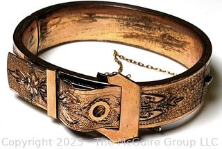 Victorian Gold Filled Belt Buckle Bangle Bracelet