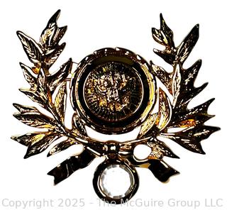 St. John Laurel Leaf Shield Glass Dangle Brooch
