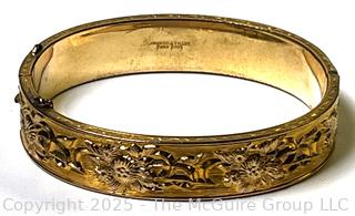 10K Gold Filled Dunn Bros Engraved Hinged Bangle Bracelet