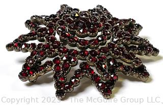 Victorian Bohemian Garnet Cluster Tiered Star Brooch 