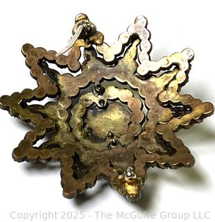 Victorian Bohemian Garnet Cluster Tiered Star Brooch 