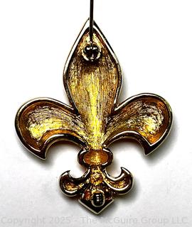 Swarovski Swan Signed Crystal Fleur De Lis Brooch