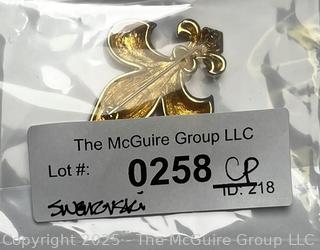 Swarovski Swan Signed Crystal Fleur De Lis Brooch