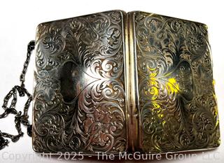 Art Nouveau Sterling Silver Repousse Purse with Silk Lining.  85.7 grams