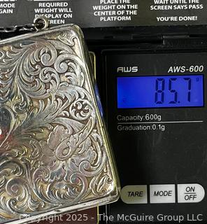 Art Nouveau Sterling Silver Repousse Purse with Silk Lining.  85.7 grams