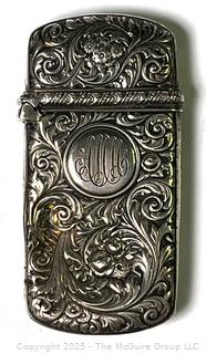 Sterling Silver Repousse Art Nouveau Monogrammed Match Safe