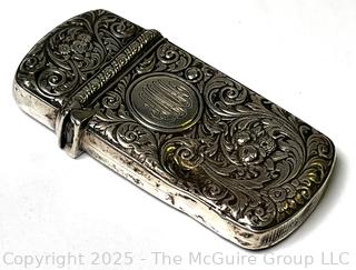 Sterling Silver Repousse Art Nouveau Monogrammed Match Safe