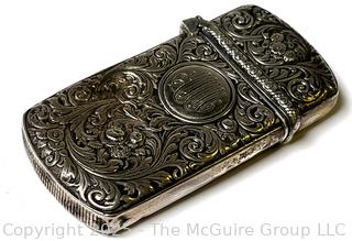 Sterling Silver Repousse Art Nouveau Monogrammed Match Safe