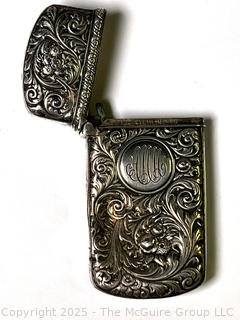 Sterling Silver Repousse Art Nouveau Monogrammed Match Safe