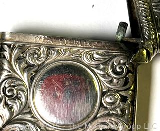 Sterling Silver Repousse Art Nouveau Monogrammed Match Safe