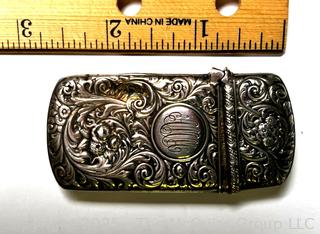 Sterling Silver Repousse Art Nouveau Monogrammed Match Safe
