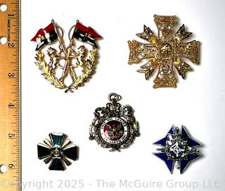 Five (5) Military Themed Costume Jewelry Brooches
