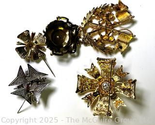 Five (5) Military Themed Costume Jewelry Brooches