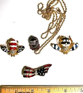 Four (4) Pieces of Patriotic Themed Jewelry