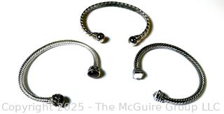 Three (3) Classic Cable Cuff Bracelets