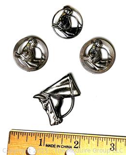 Four (4) Sterling Silver Horse Head Brooches Including Beau