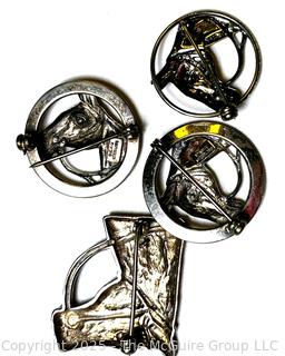 Four (4) Sterling Silver Horse Head Brooches Including Beau