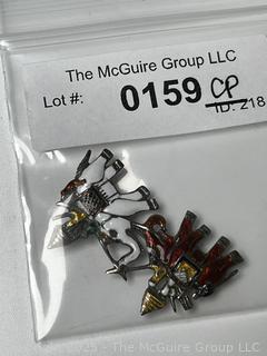 Sterling Silver Enamel Siam Dueling Elephants Brooch