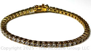 Sterling Silver Vermeil Cubic Zirconia Tennis Bracelet