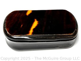 Carved Shell Snuff Box with Hinged Lid