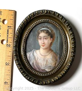 Small Napoleonic Framed French Empire Portrait Miniature, c. 1800.  