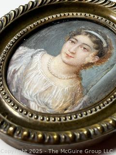 Small Napoleonic Framed French Empire Portrait Miniature, c. 1800.  