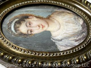 Small Napoleonic Framed French Empire Portrait Miniature, c. 1800.  