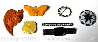 Seven (7) Pieces of Vintage Brooches Including Bakelite