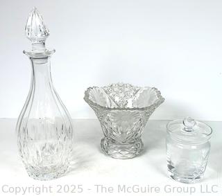 Crystal Decanter, Cut Bowl and Strawberry Jam Jar