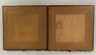 Two (2) Marquetry Wood German Framed Art