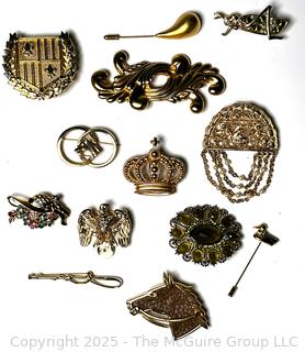 Collection of Gold Tone Brooches
